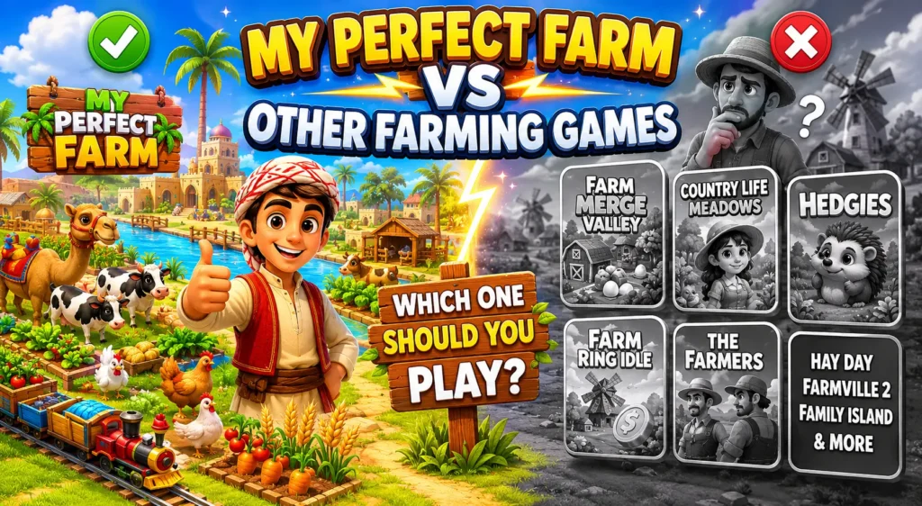My Perfect Farm vs Other Farming Games on CrazyGames 2 My Perfect Farm compared with other farming games on CrazyGames including Farm Merge Valley, Country Life Meadows, Hedgies and The Farmers.